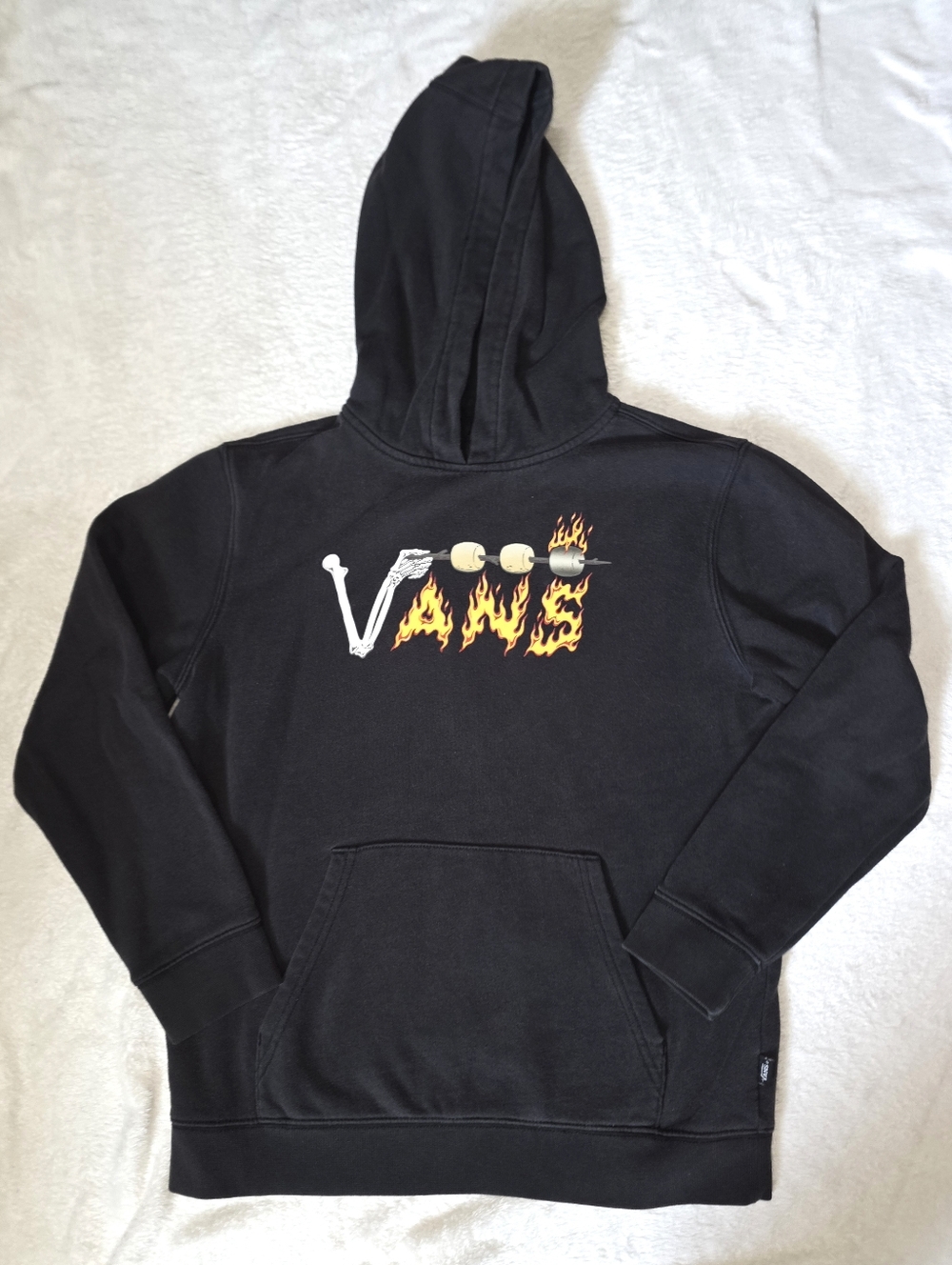 Vans Large Black Hoodie Skulls, Flames Marshmallows Off The Wall